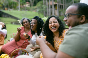 Group having fun at a picnic