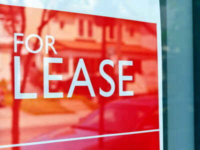 For Lease sign in window