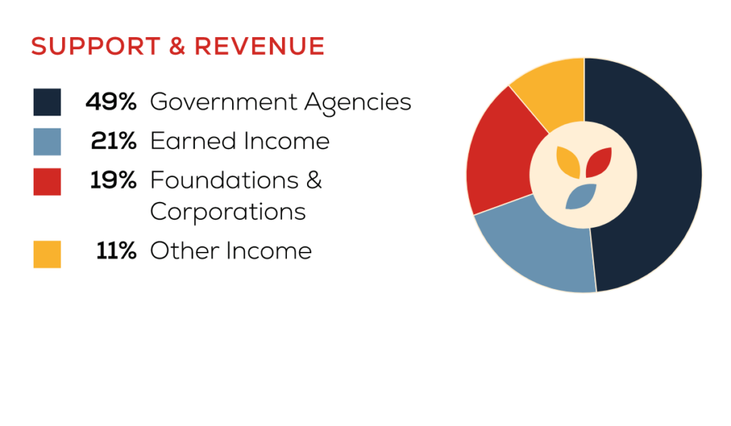 Chart displaying support and revenue