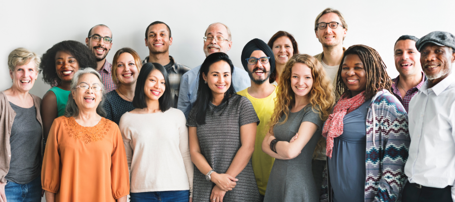 Group of diverse people smiling 